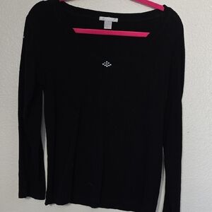 Elegant Black V-Neck Women's Top